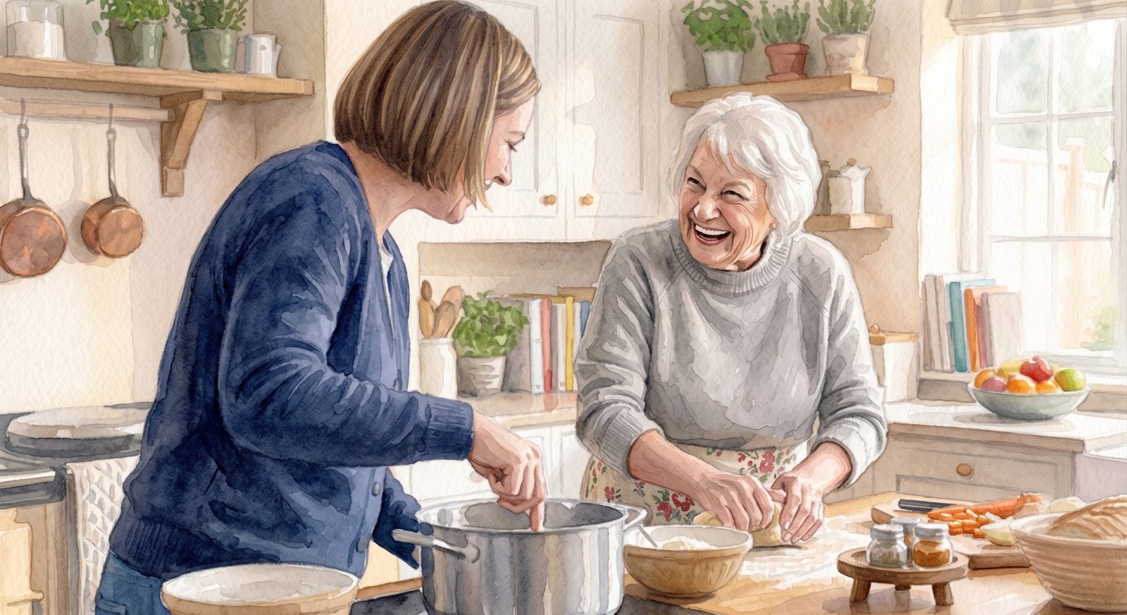 Gemeinsames Kochen und Essen in der Küche